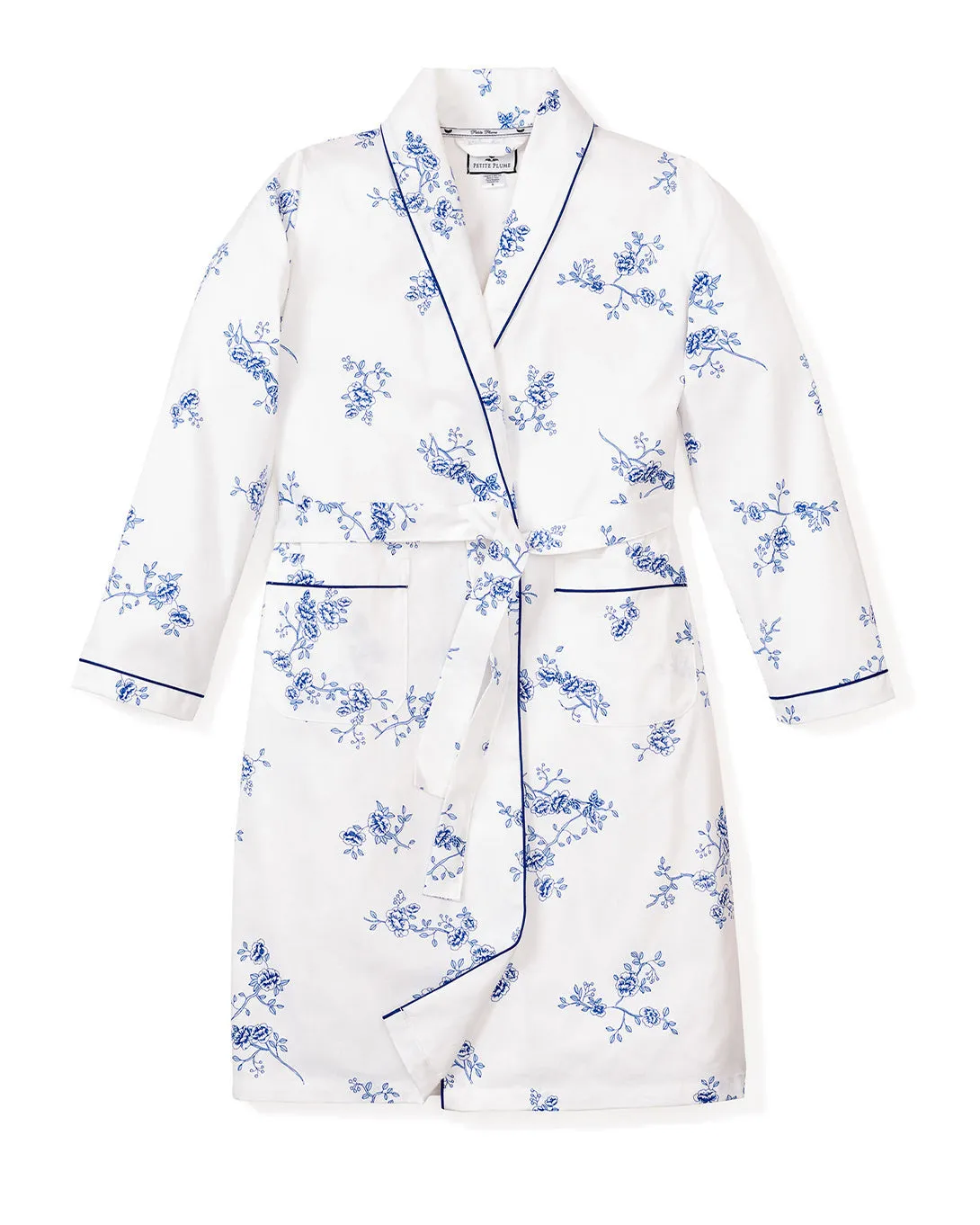 Kid's Twill Robe in Indigo Floral sold by Larroude