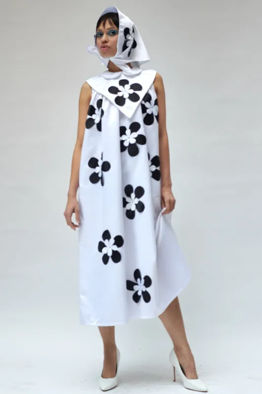 Penelope Dress in White Satin sold by Larroude