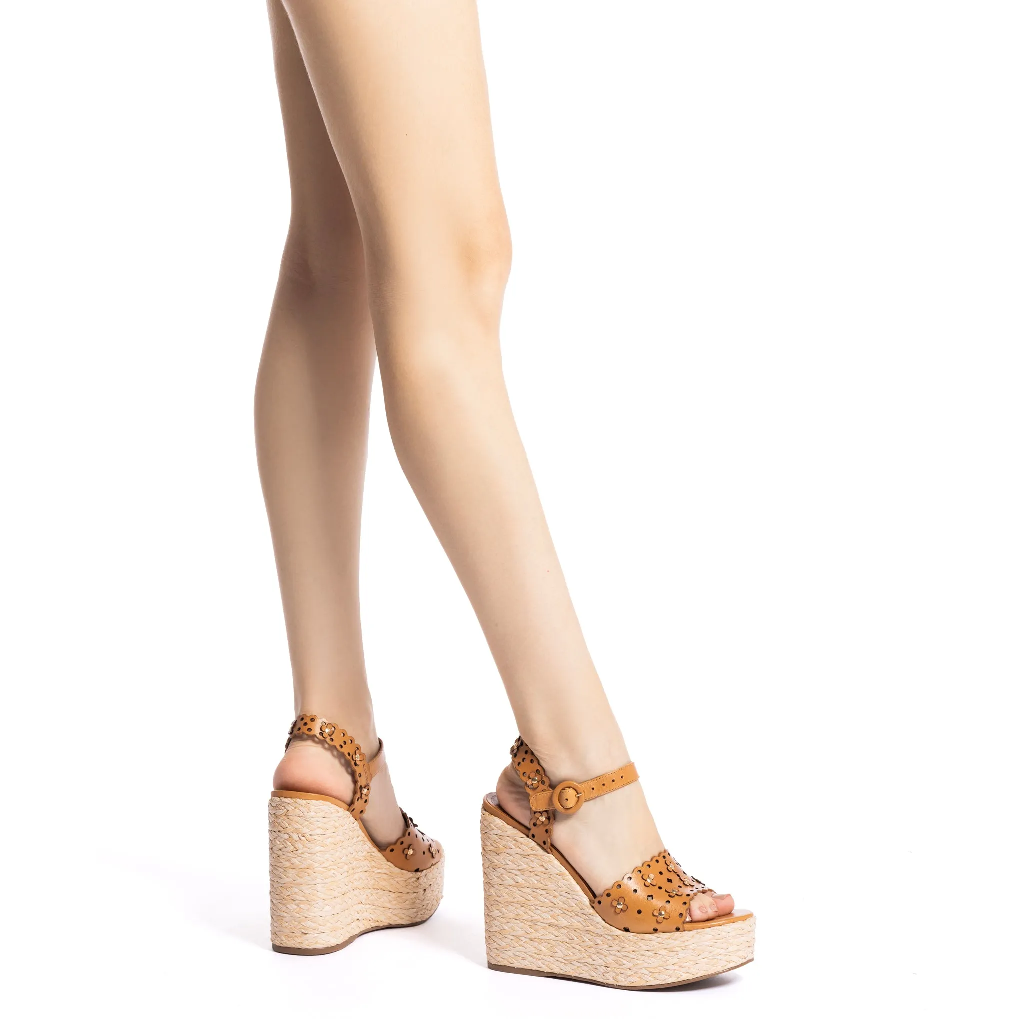 Jasmine Wedge In Biscuit Leather sold by Larroude product image thumbnail 4