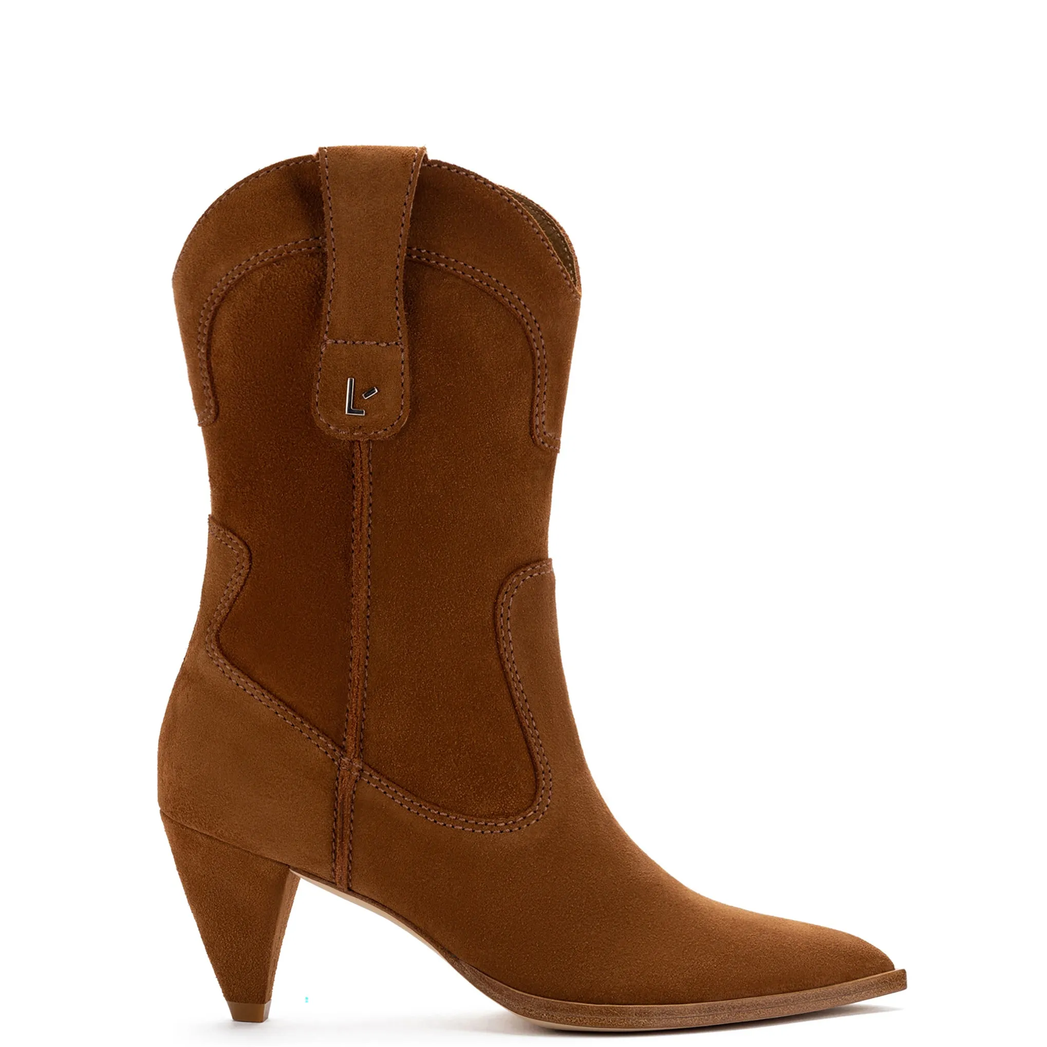 Thelma Boot In Tobacco Suede sold by Larroude