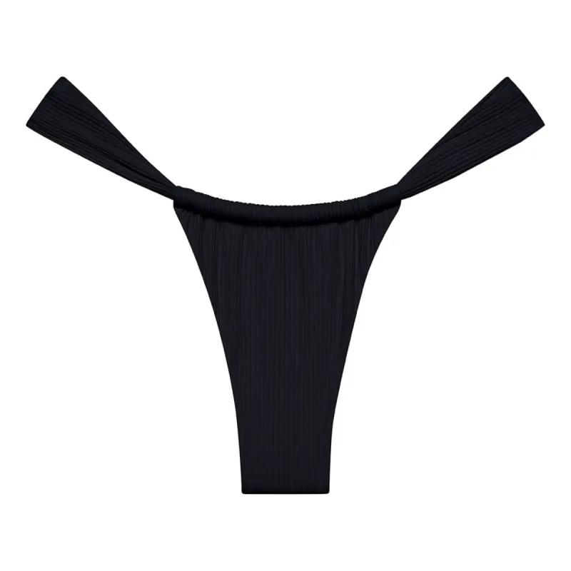 Black Rib Sandra Bikini Bottom sold by Larroude