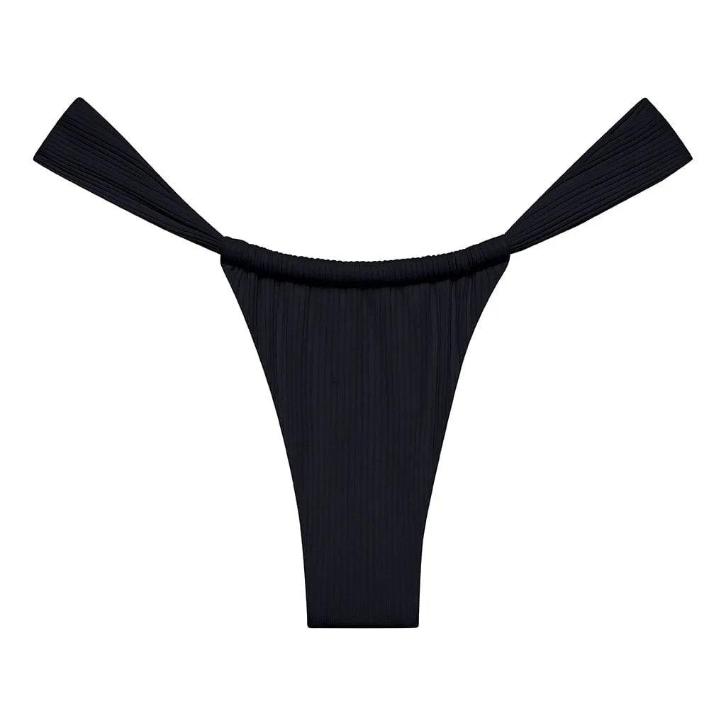 Black Rib Sandra Bikini Bottom sold by Larroude