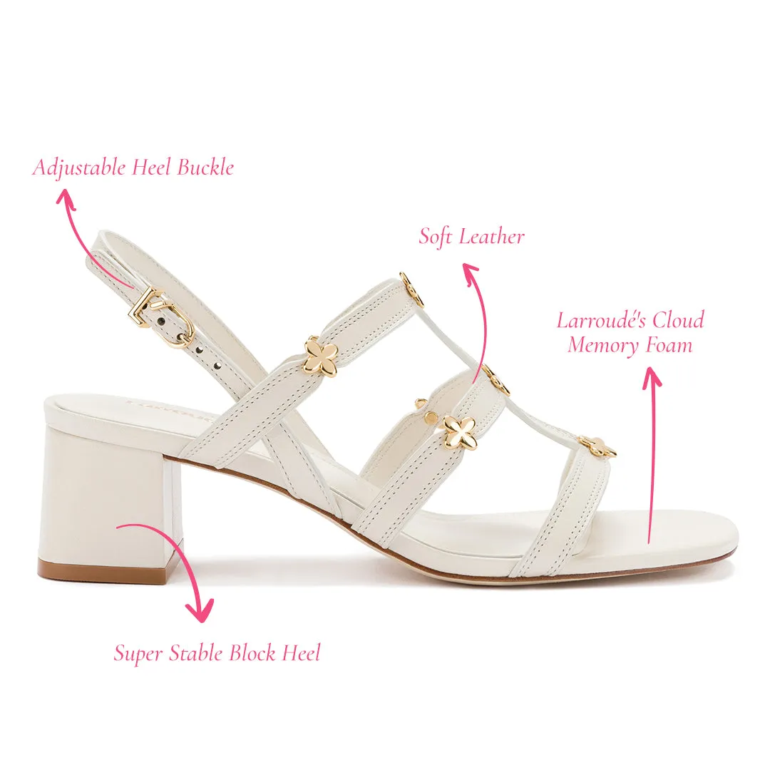 Harmony Block Sandal In Ivory Leather sold by Larroude product image thumbnail 5