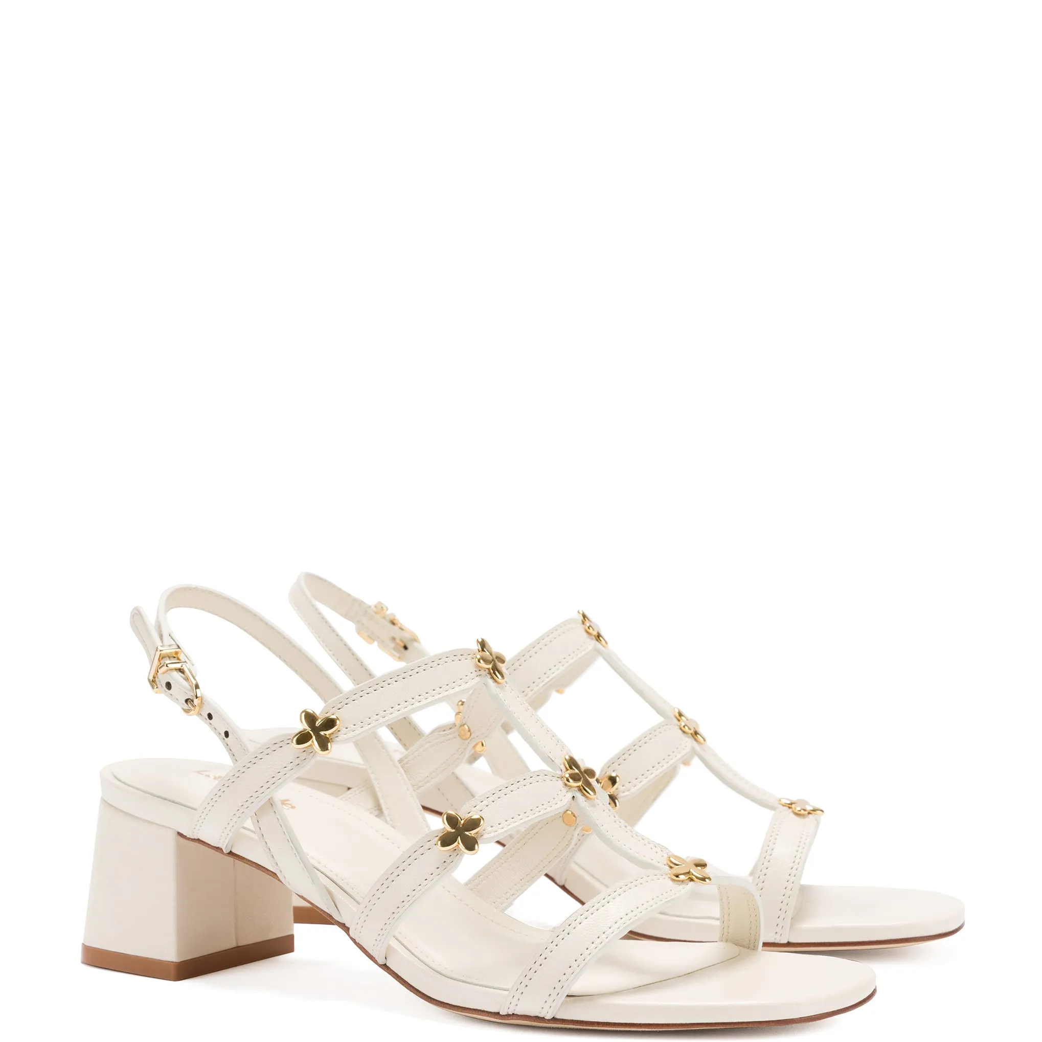 Harmony Block Sandal In Ivory Leather sold by Larroude product image thumbnail 2