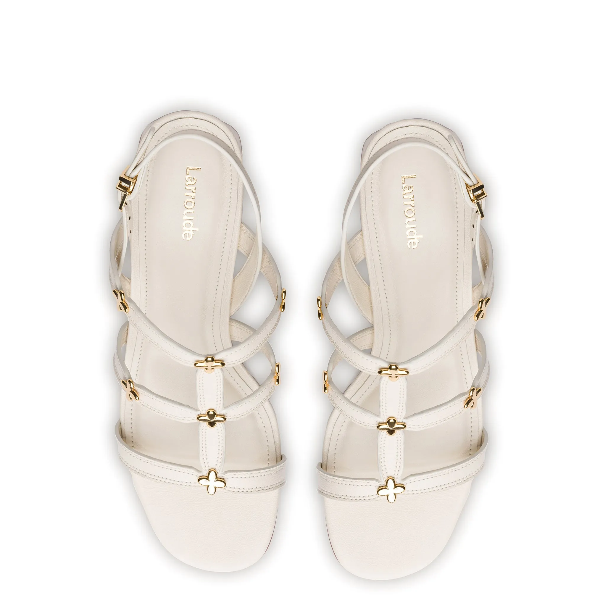 Harmony Block Sandal In Ivory Leather sold by Larroude product image thumbnail 3