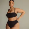 Black Rib Paulina Bikini Bottom sold by Larroude