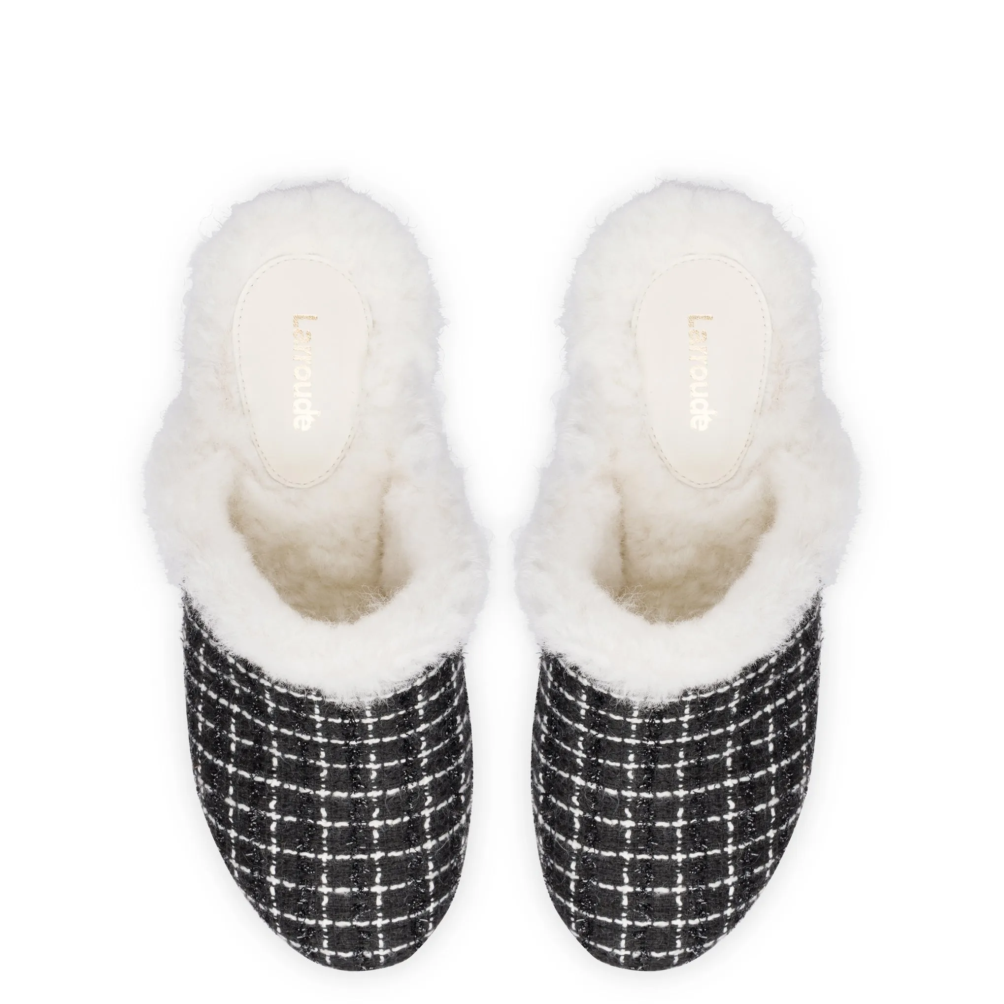 Miso Platform Clog In Black Tweed and Natural Shearling sold by Larroude product image thumbnail 3