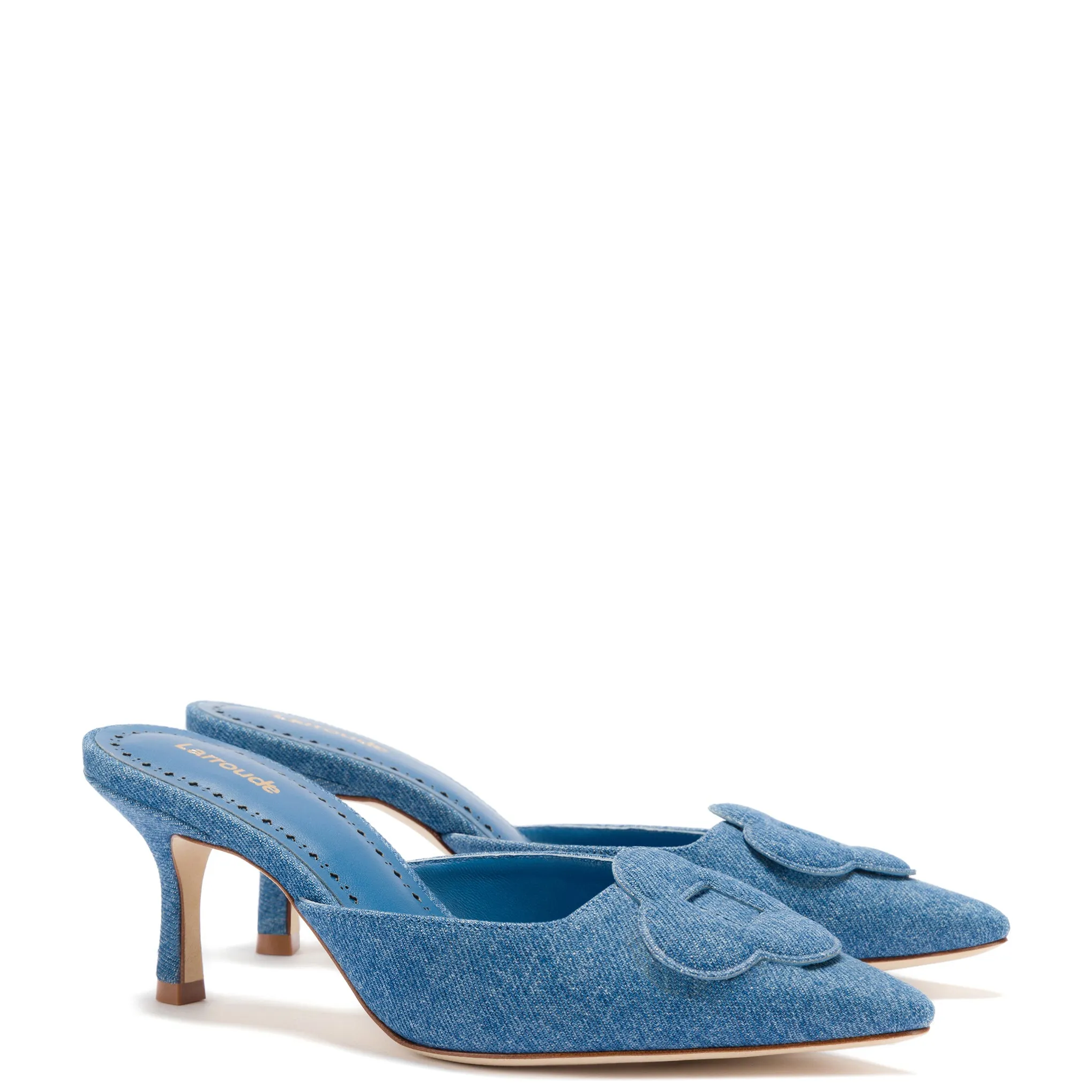 Flora Pump In Blue Stoned Denim sold by Larroude product image thumbnail 2