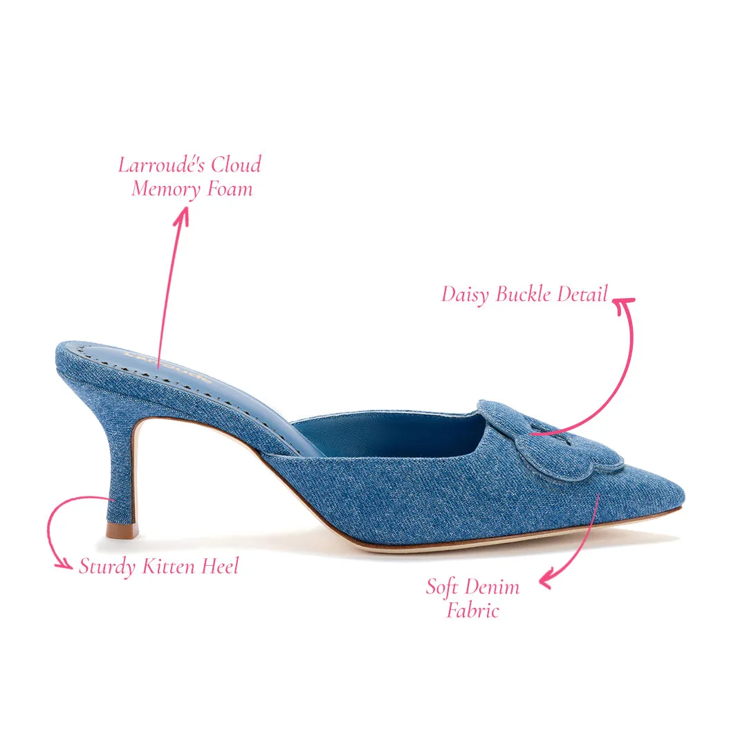 Flora Pump In Blue Stoned Denim sold by Larroude product image thumbnail 5