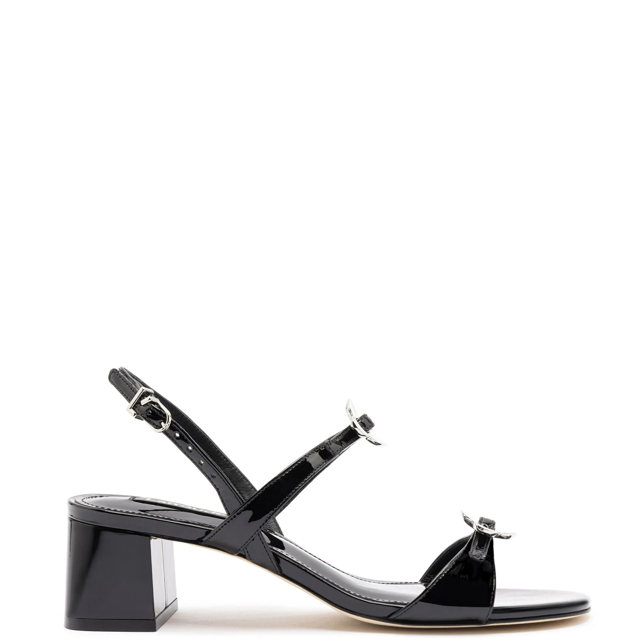 Tinx Block In Black Patent Leather sold by Larroude