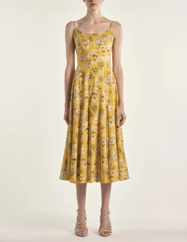 Cami dress in Yellow Matilija Poppy Cotton sold by Larroude