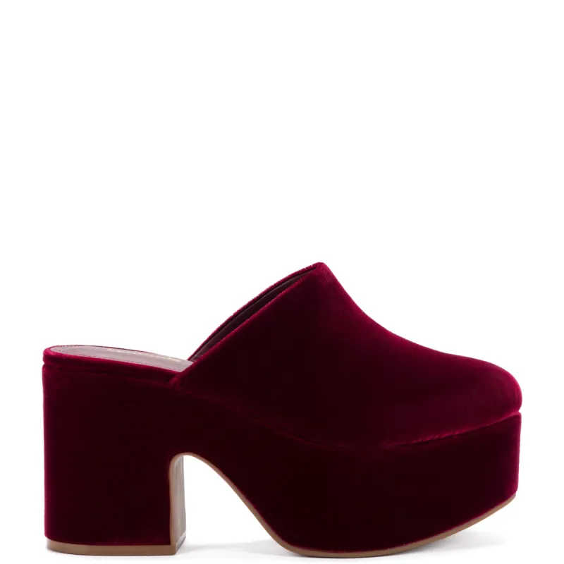 Miso Platform Clog In Wine Velvet sold by Larroude