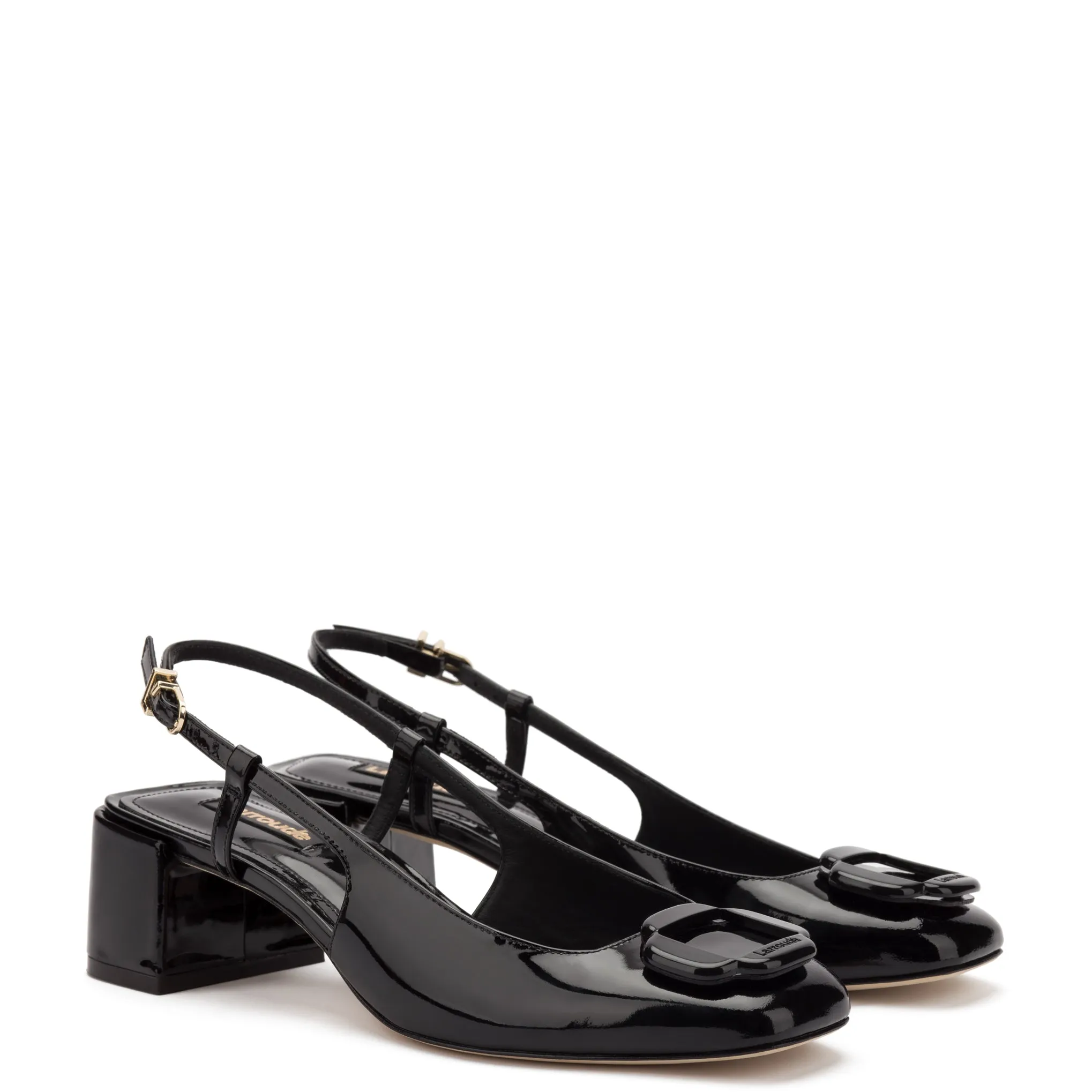 Maria Block Pump In Black Patent Leather sold by Larroude product image thumbnail 2