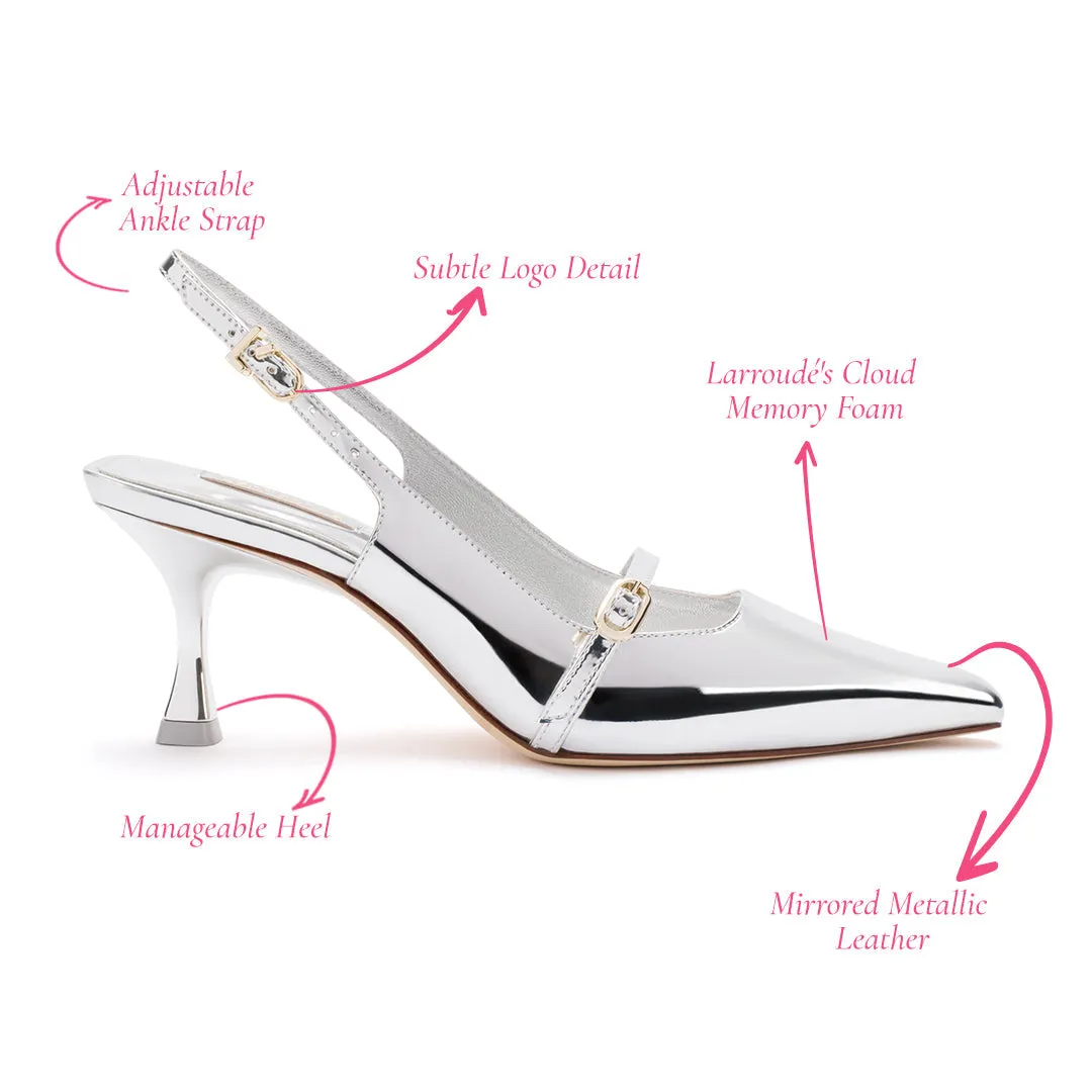 Ines Pump In Silver Specchio sold by Larroude product image thumbnail 5