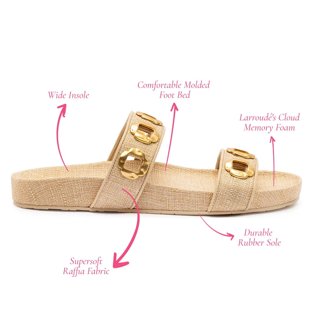 Milan Slide In Beige Raffia sold by Larroude product image thumbnail 5