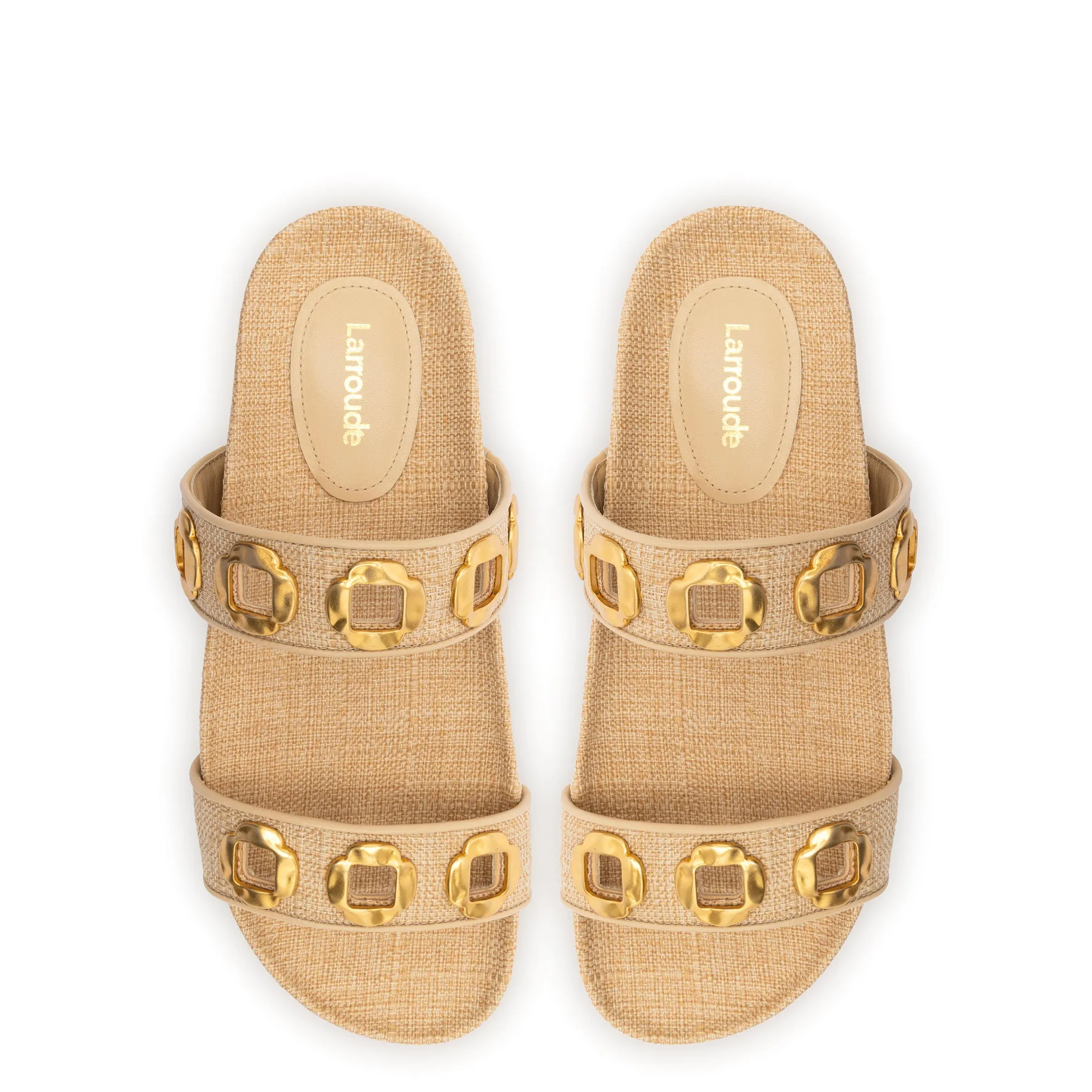 Milan Slide In Beige Raffia sold by Larroude product image thumbnail 3