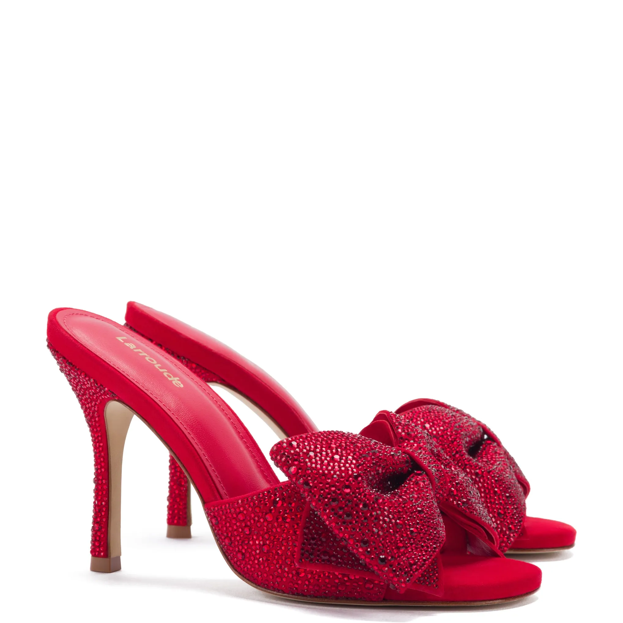 Elle Mule Crystal In Scarlet Suede sold by Larroude product image thumbnail 2