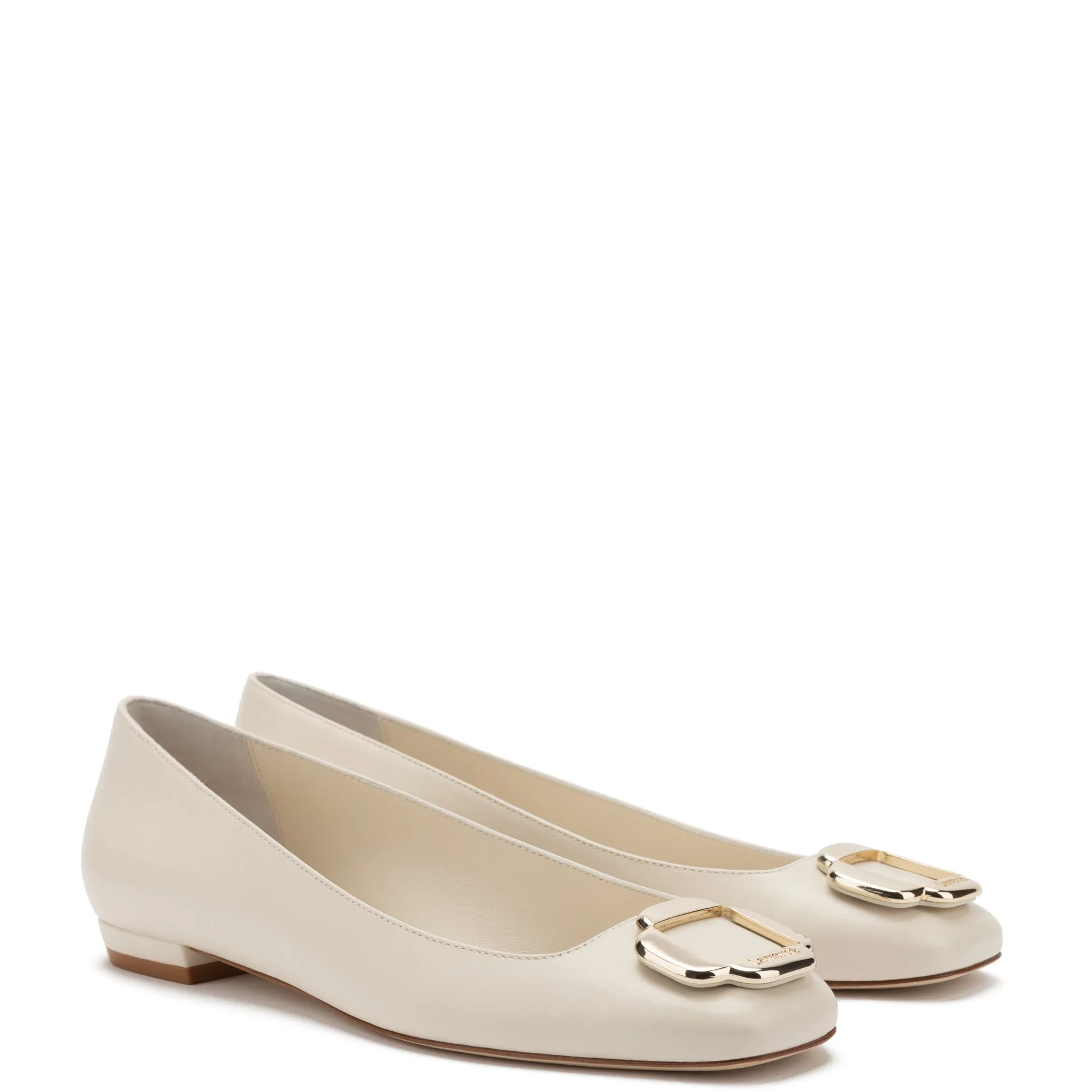 Maria Flat In White Leather sold by Larroude product image thumbnail 2