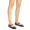 Blair Ballet Flat In Black Leather and Metallic Studs sold by Larroude
