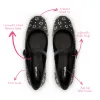 Blair Ballet Flat In Black Leather and Metallic Studs sold by Larroude