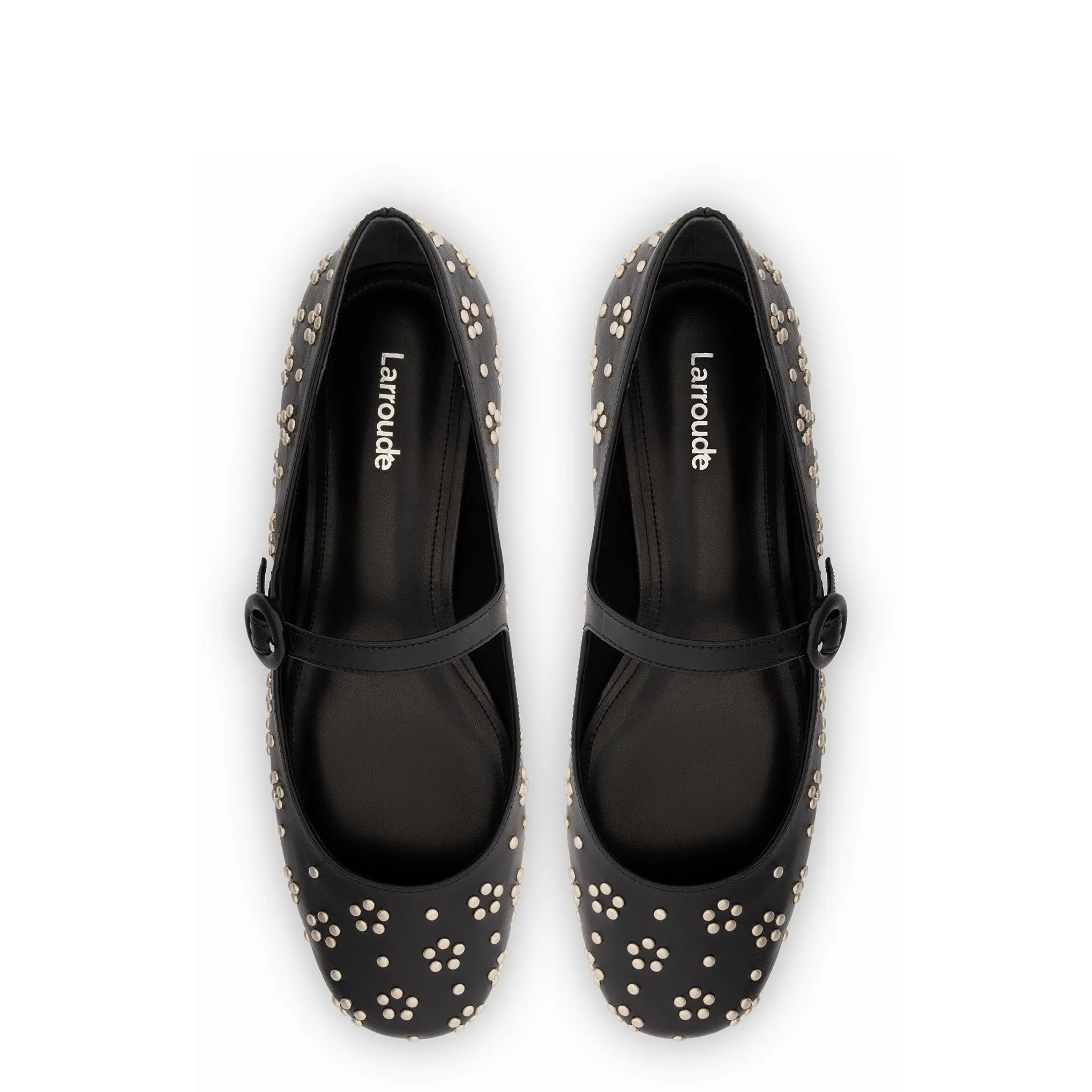Blair Ballet Flat In Black Leather and Metallic Studs sold by Larroude product image thumbnail 3