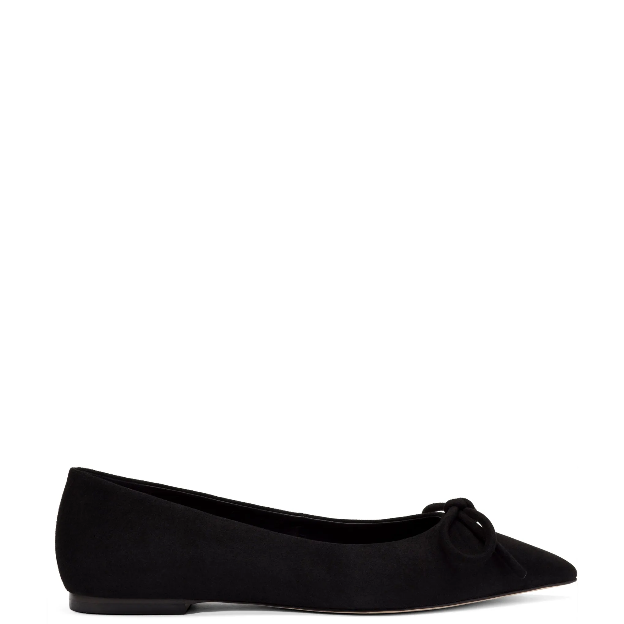 Lee Flat In Black Suede sold by Larroude