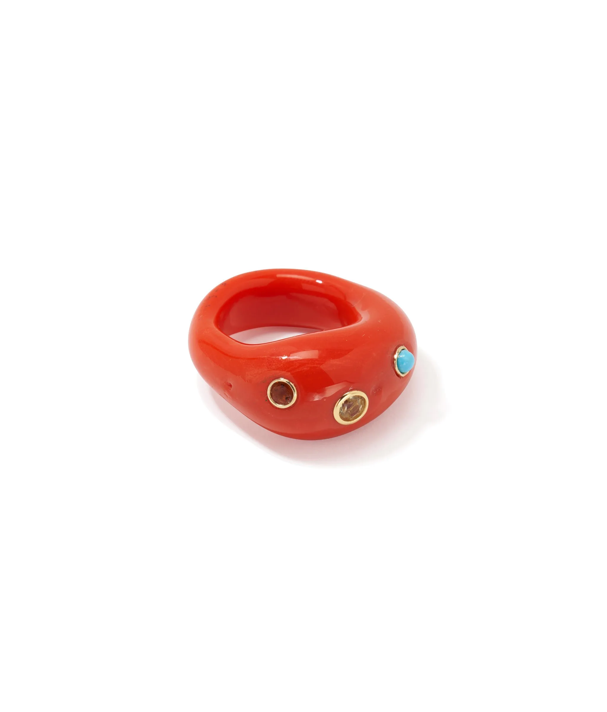 Monument Ring in Red Hot sold by Larroude