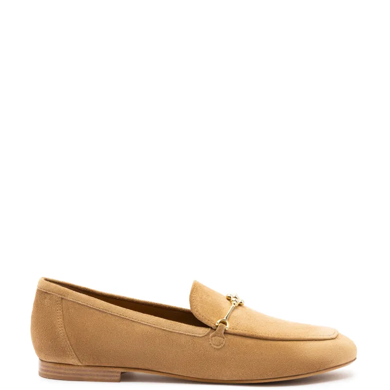 Katherine Loafer In Peanut Suede sold by Larroude
