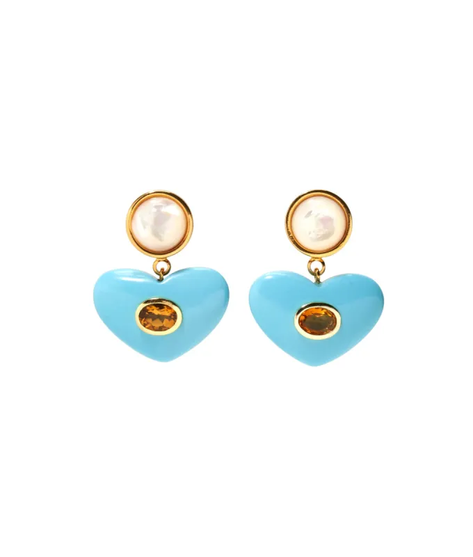 Enamored Earrings in Turquoise made by Larroude