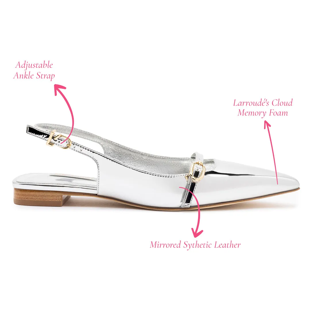 Ines Flat In Silver Specchio sold by Larroude product image thumbnail 5