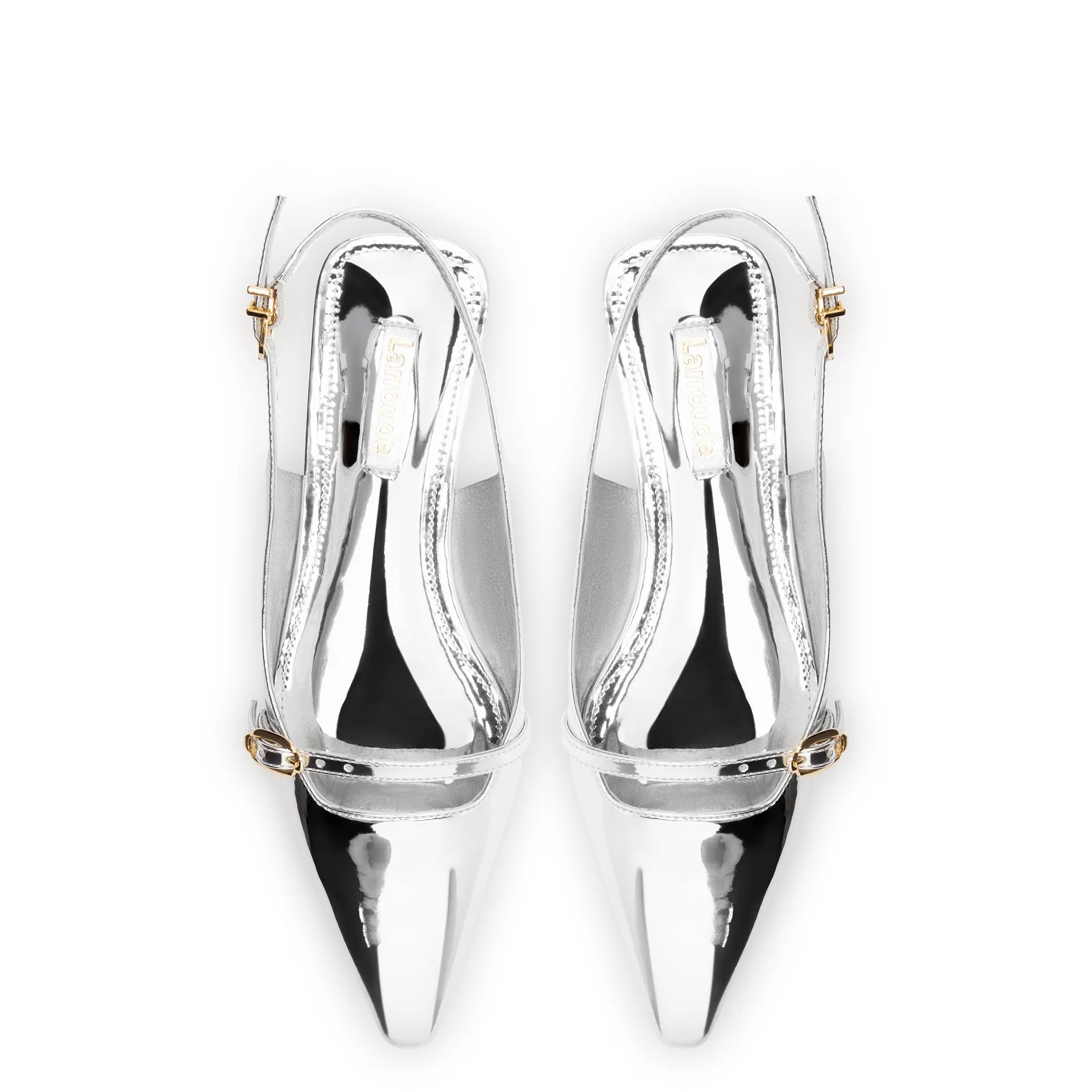 Ines Flat In Silver Specchio sold by Larroude product image thumbnail 3