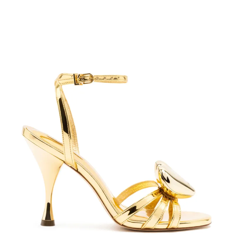 Amore Sandal in Gold Specchio made by Larroude