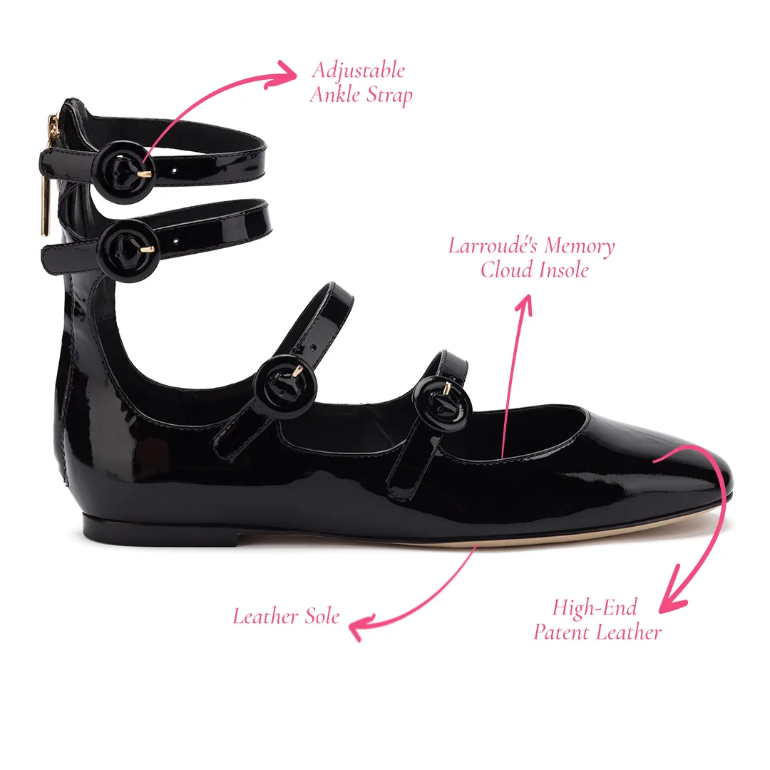 Alexa Flat In Black Patent sold by Larroude product image thumbnail 5
