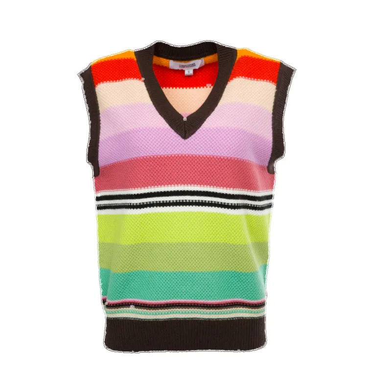 PIQUE STITCH STRIPED VEST sold by Larroude