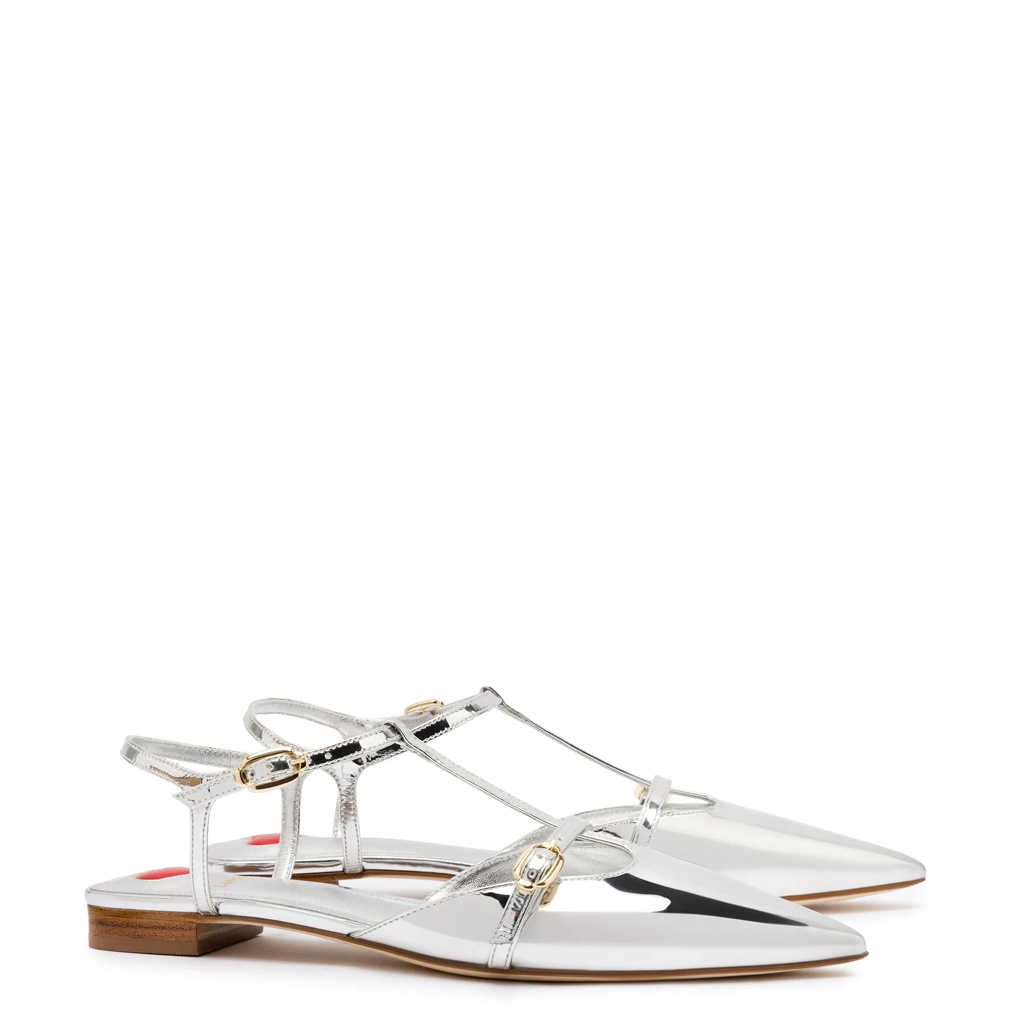 Grace Flat In Silver Specchio sold by Larroude product image thumbnail 2