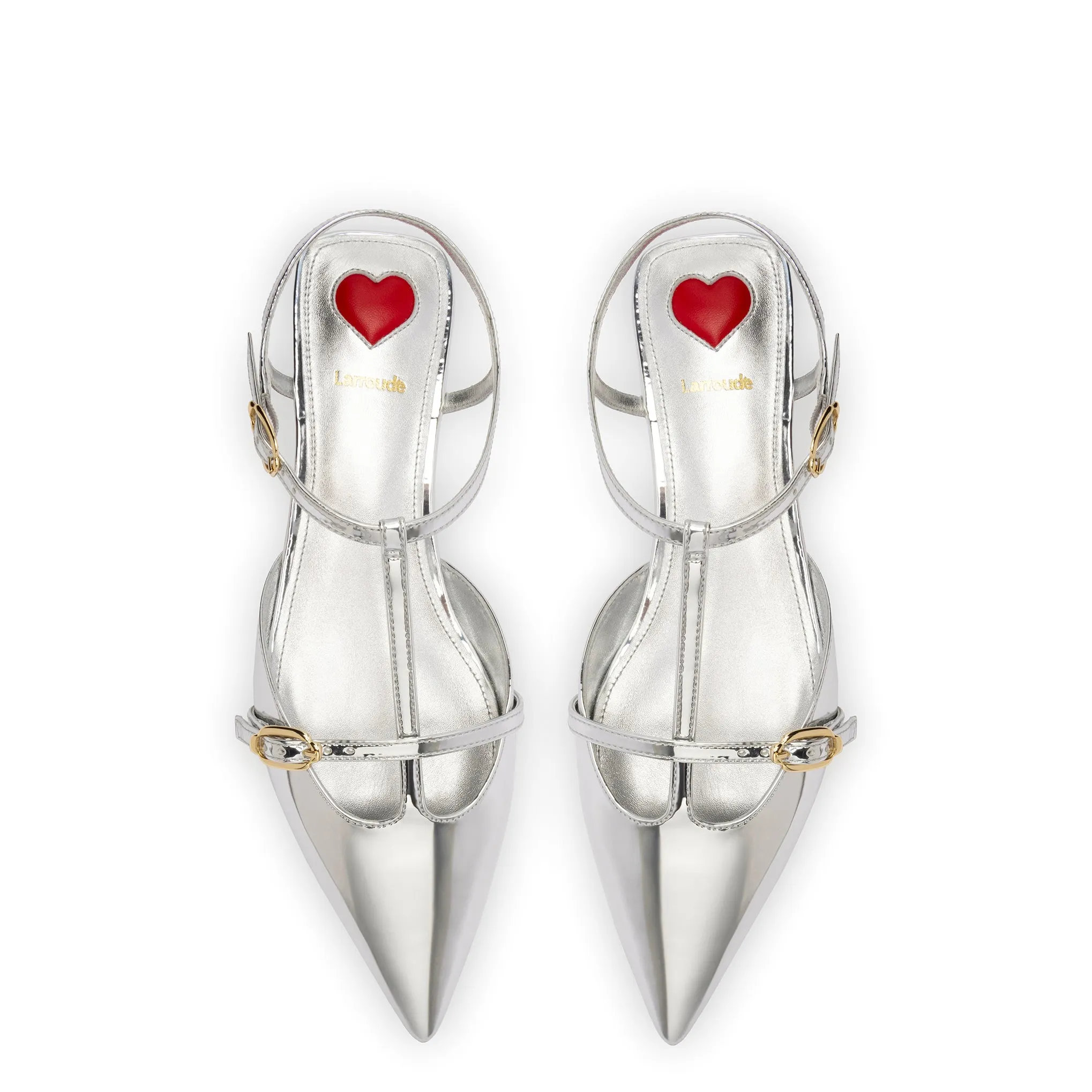 Grace Flat In Silver Specchio sold by Larroude product image thumbnail 3