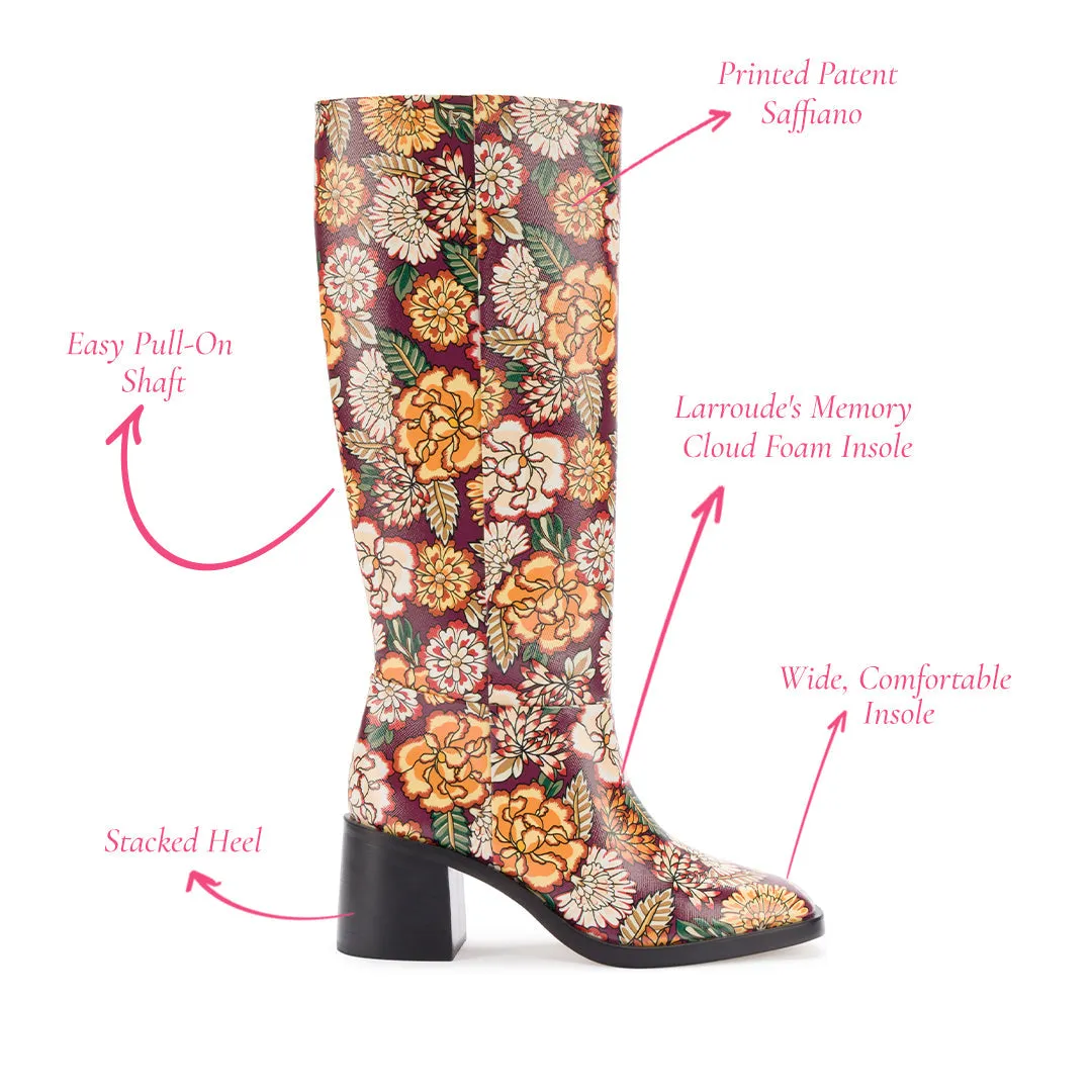 Ricky Boot In Wine Ikebana Print Saffiano Patent Leather sold by Larroude product image thumbnail 5