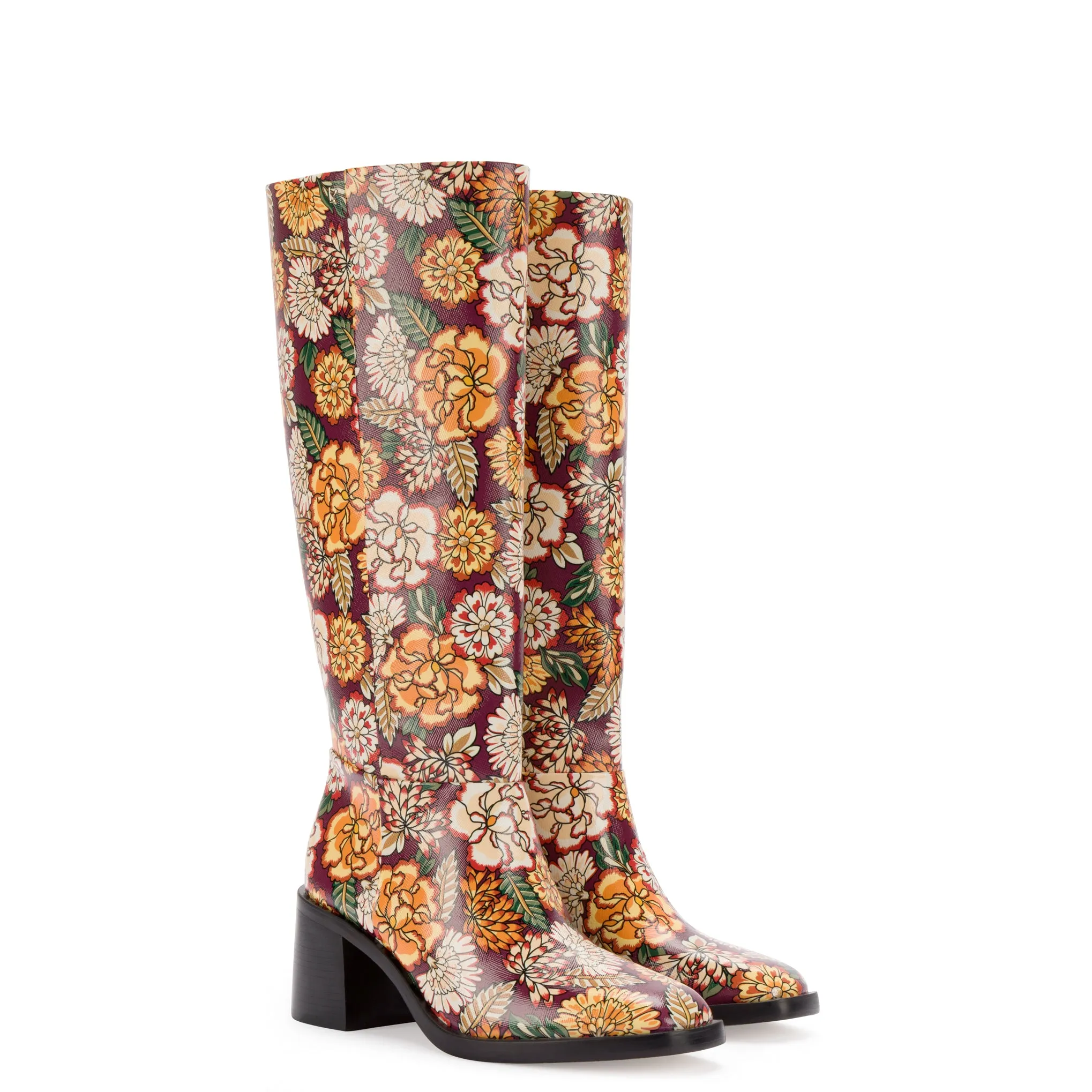 Ricky Boot In Wine Ikebana Print Saffiano Patent Leather sold by Larroude product image thumbnail 2