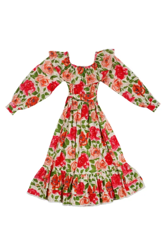 Laura Ashley x BATSHEVA Wednesday Dress in Tea Rose sold by Larroude