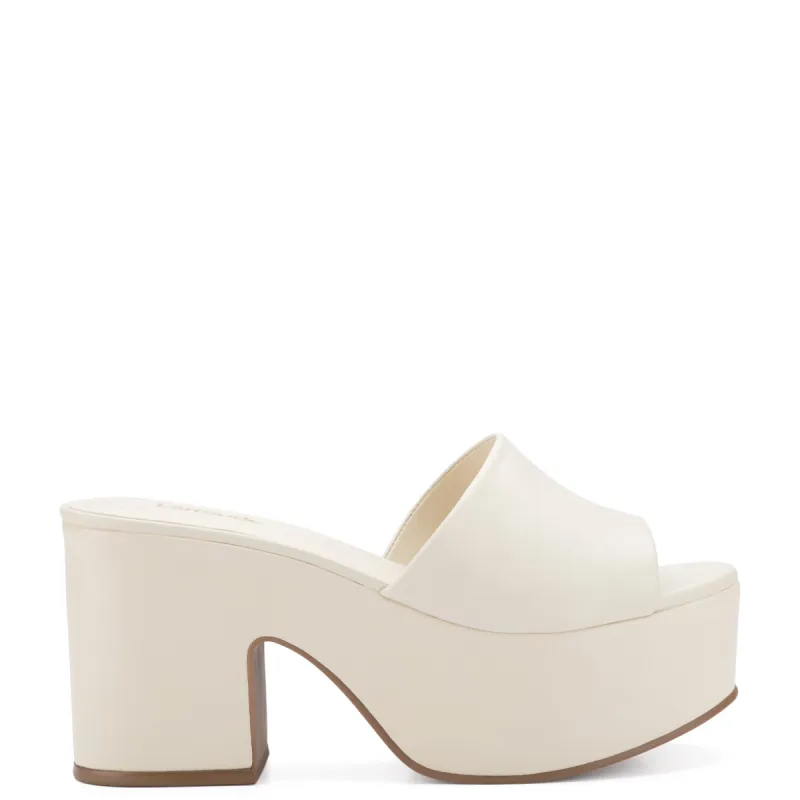 Miso Platform Sandal In Ivory Leather sold by Larroude