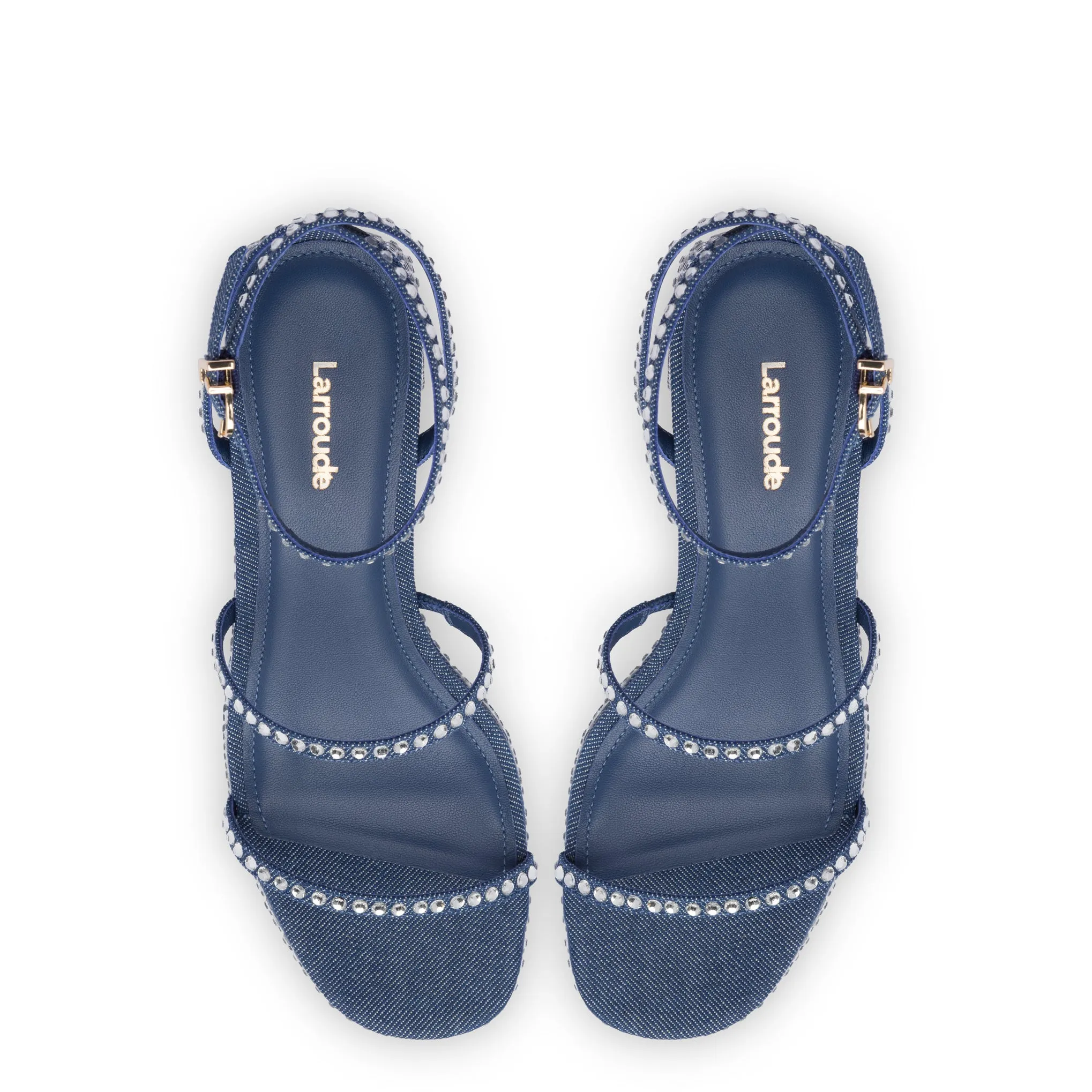 Gio Crystal Sandal In Blue Denim sold by Larroude product image thumbnail 3