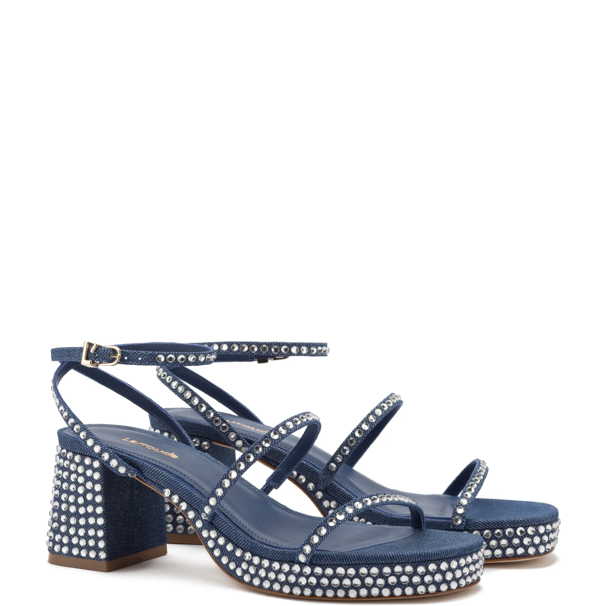 Gio Crystal Sandal In Blue Denim sold by Larroude product image thumbnail 2