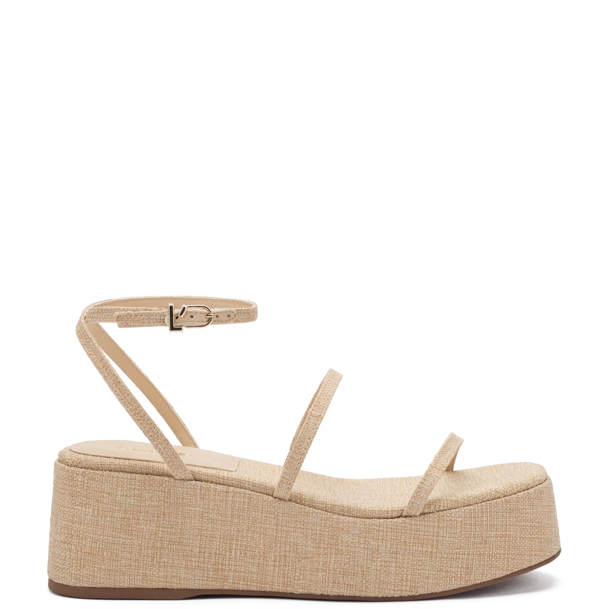 Gio Flatform Sandal In Beige Raffia sold by Larroude