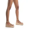 Gio Flatform Sandal In Beige Raffia sold by Larroude