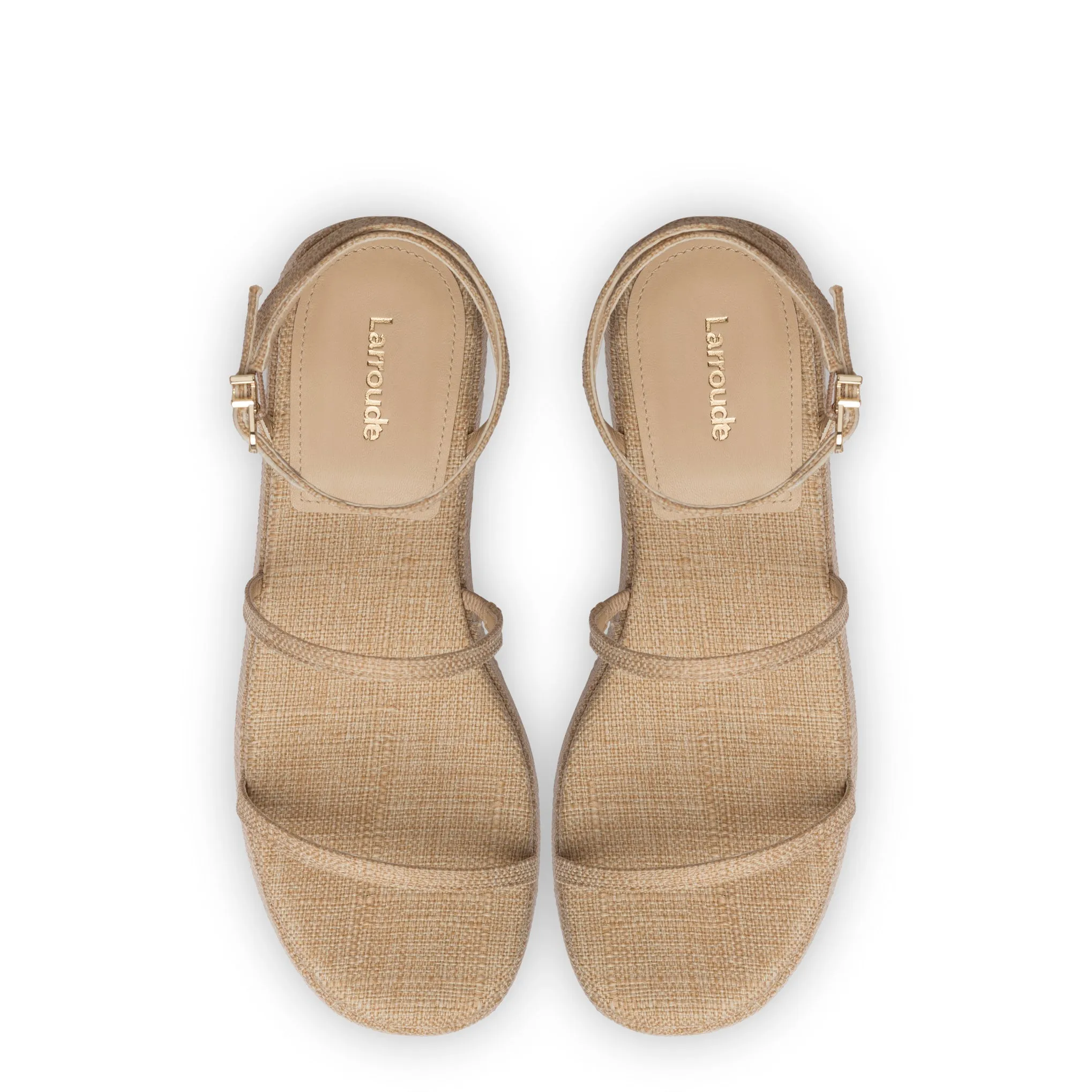 Gio Flatform Sandal In Beige Raffia sold by Larroude product image thumbnail 3