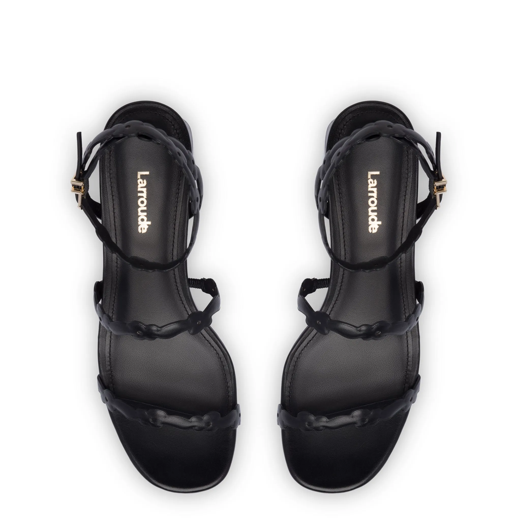 Margherita Block Sandal In Black Leather sold by Larroude product image thumbnail 3