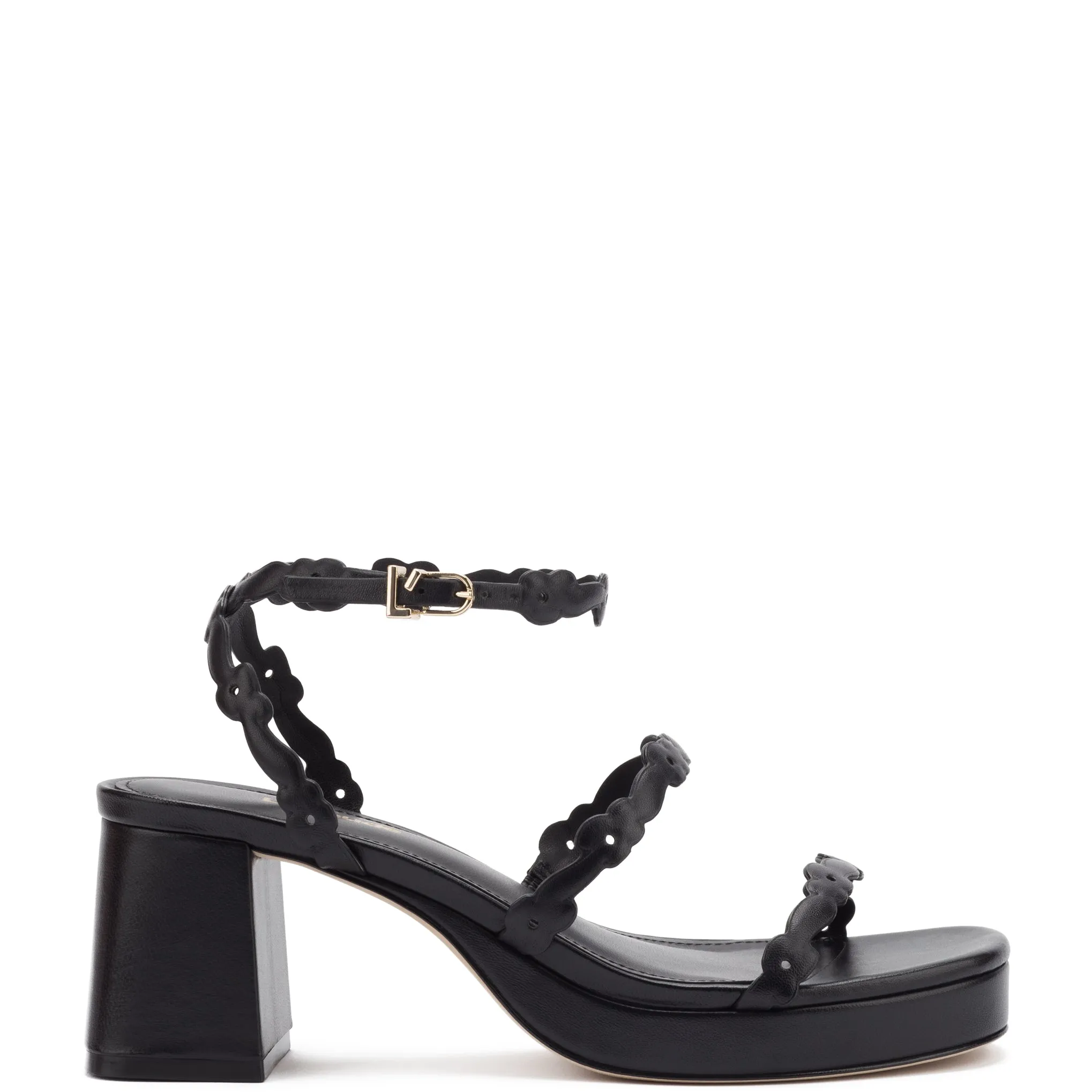 Margherita Block Sandal In Black Leather sold by Larroude