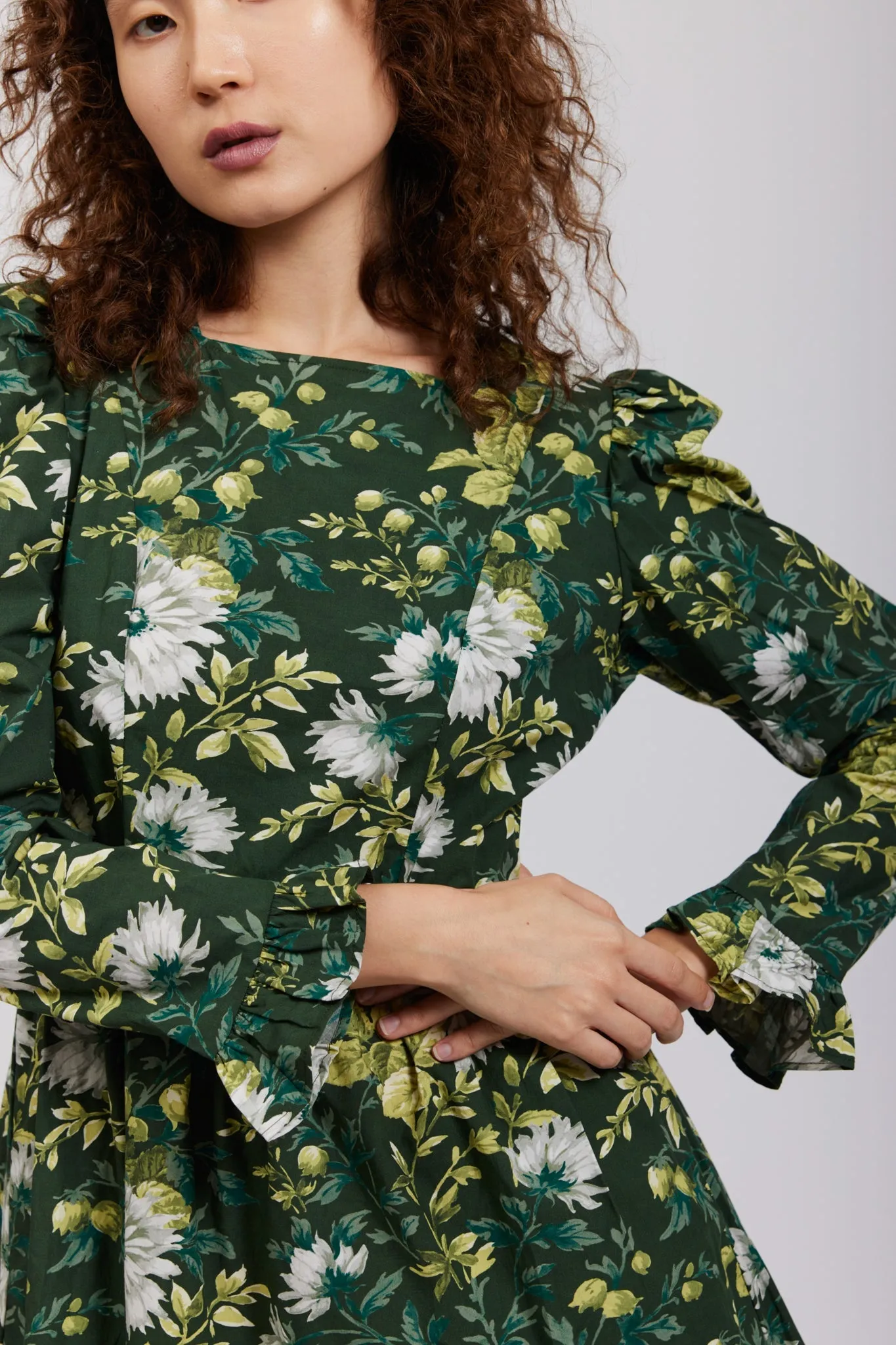 Laura Ashley x BATSHEVA Square Neck Mini Prairie Dress in Rowlands Garden sold by Larroude product image thumbnail 5