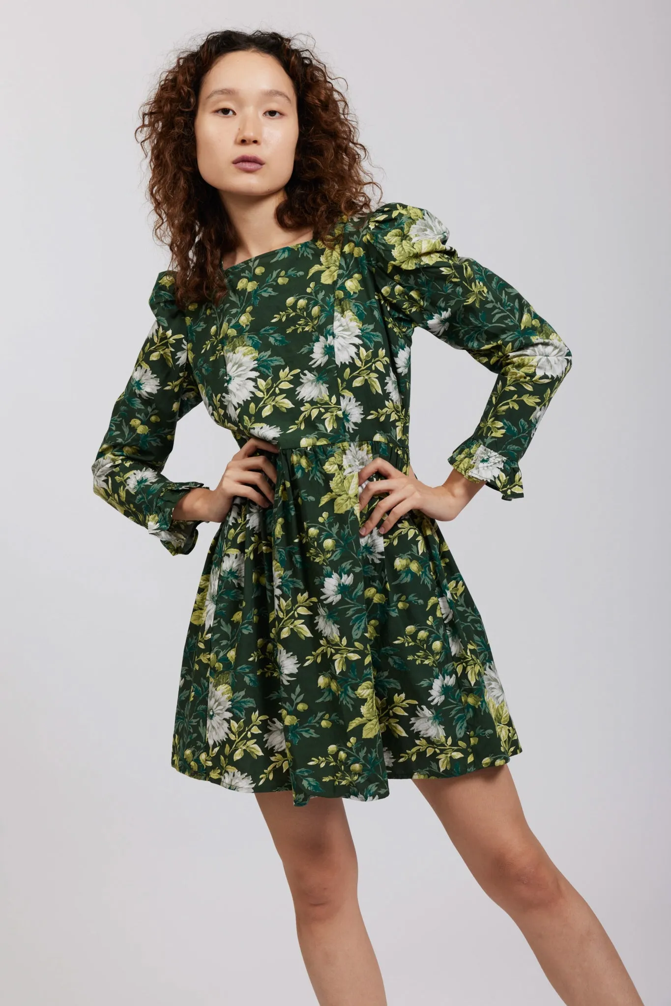 Laura Ashley x BATSHEVA Square Neck Mini Prairie Dress in Rowlands Garden sold by Larroude product image thumbnail 2