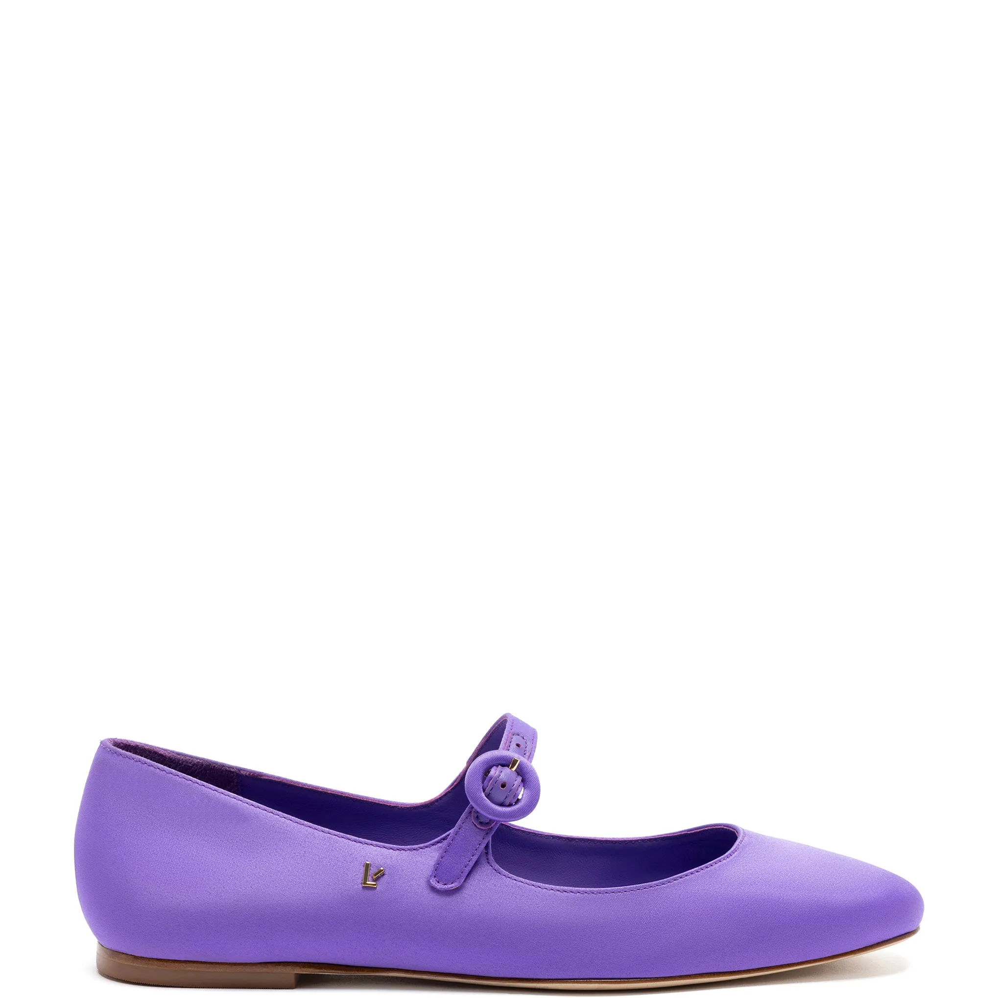 Blair Ballet Flat In Violet Satin sold by Larroude